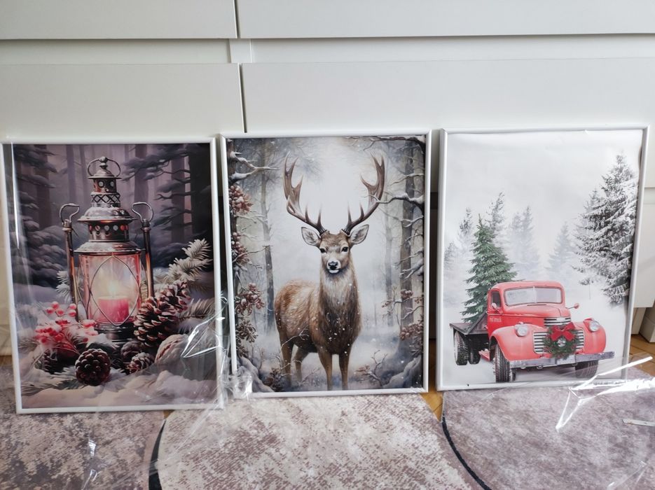 Коледни / Уникален комплект 3 броя арт фотографии/снимки/картини (не с