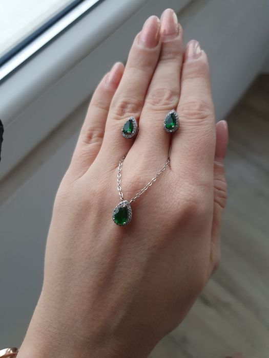 Set argint cercei + colier