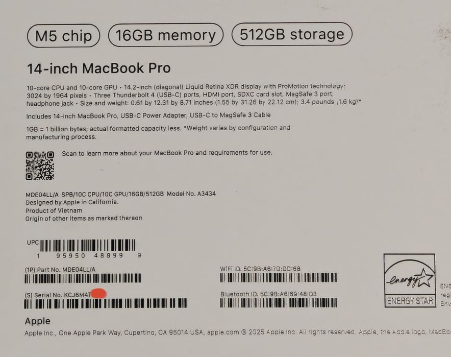 MacBook Pro 14 M5 16/512 2 цикла