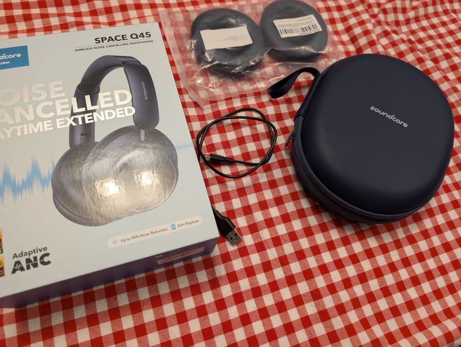 Căști Wireless Anker Soundcore Space Q45, ANC (Albastru) + BONUS Bureți NOI