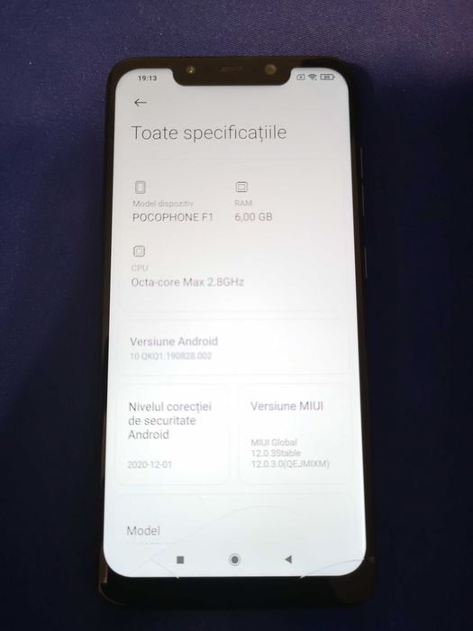 Telefon mobil Xiaomi Pocophone F1, Dual SIM, 64 GB, 6GB RAM, 4G, Blue, sticla crapata