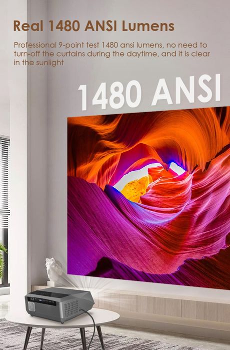 Videoproiector LED 16000 lumeni,AutoFocus,300 inch,Android 9,Nou