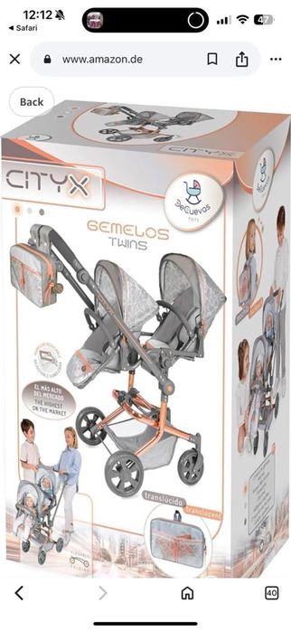 Голяма количка за кукли за близнаци