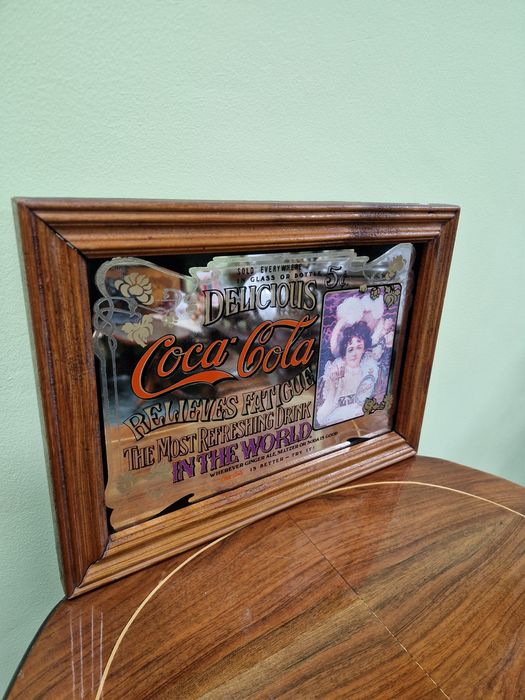 Уникално рядко антикварно рекламно огледало Coca Cola