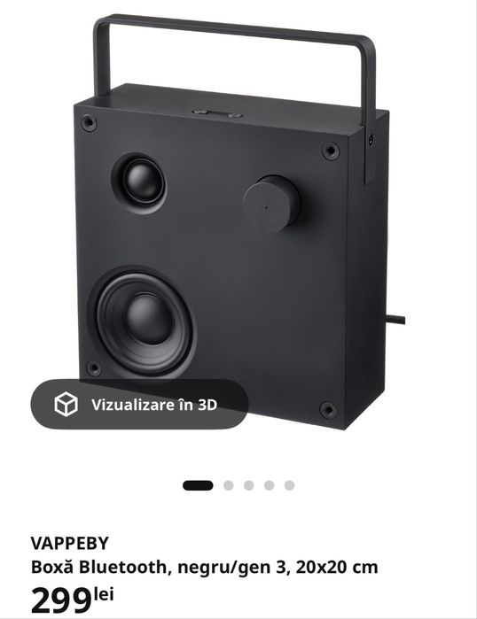VAPPEBY Вох Bluetooth, negru/gen 3, 20x20 cm