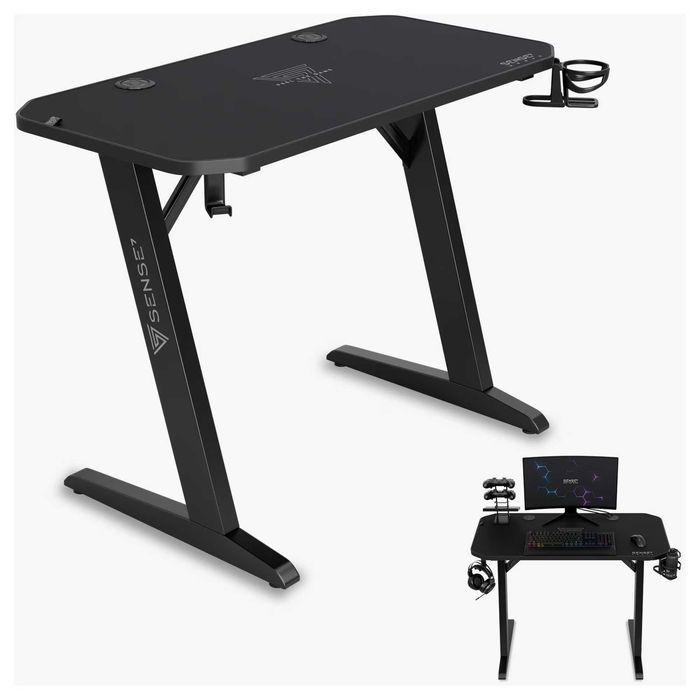 Гейминг бюро SENSE7 Nomad Classic, черен, 100x50cm