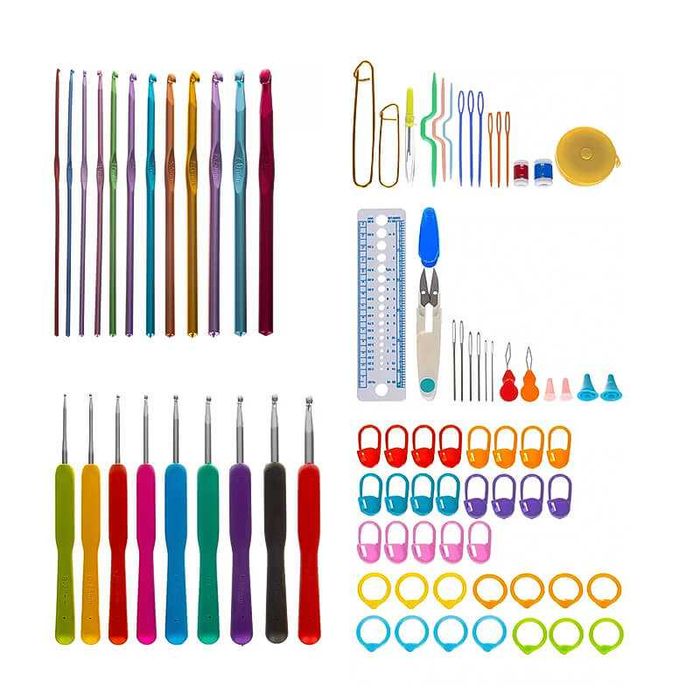 Комплект куки за плетене, включени 86 елемента, с калъф несесер