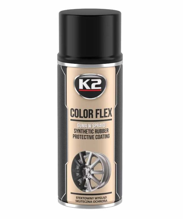 Спрей боя"K2 Color Flex" защитно гумено покритие 400 мл.- Черен Гланц.