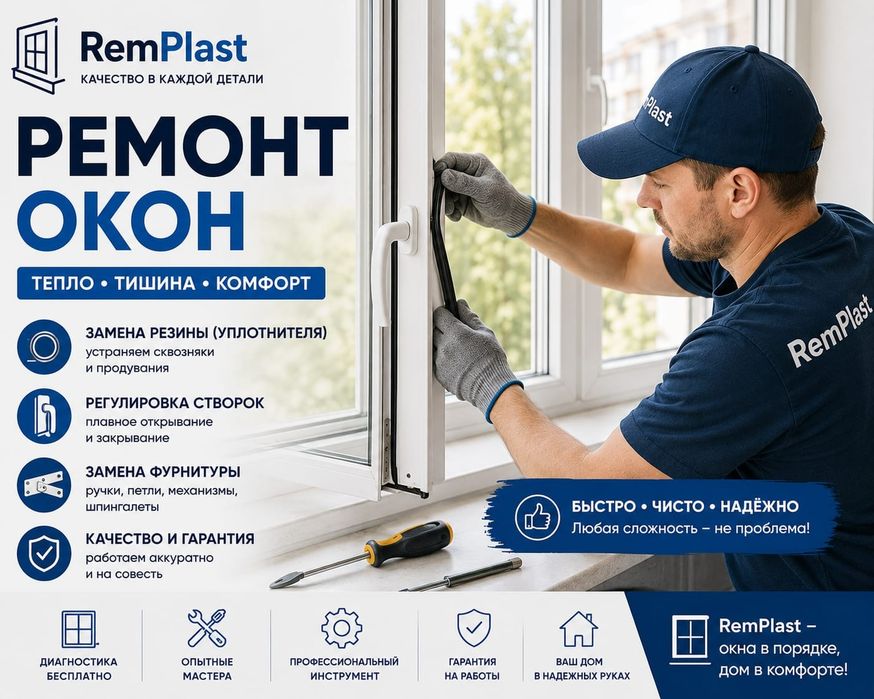 Ремонт окон-окна-замена резины-регулировка окна-пропенка откосов-ремон