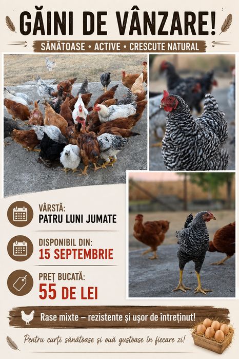 Găini rasa mixtă carne ouă