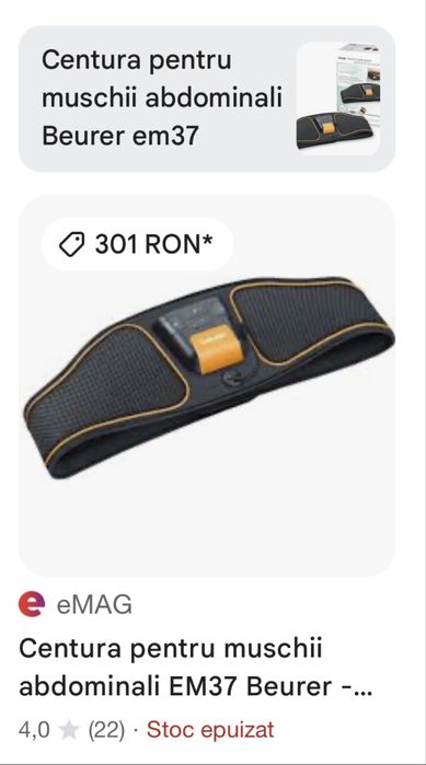 Centura pentru muschii abdominali EM37 Beurer