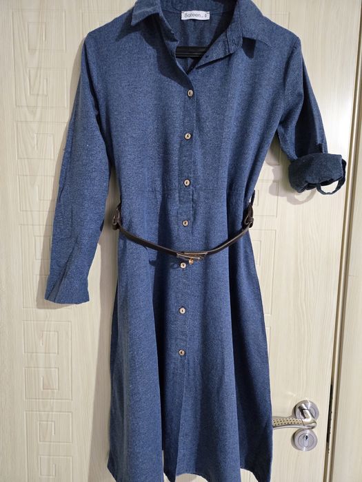 Пролетна памучна синя рокля