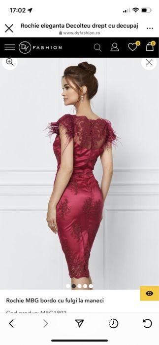 Vand rochie MBG bordo cu fulgi la maneci