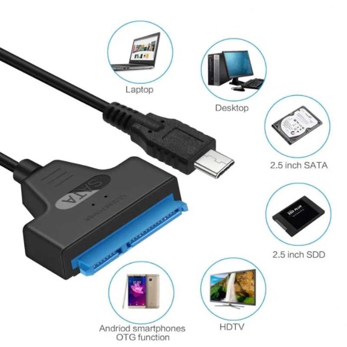 Cablu adaptor USB-C la SATA 22 pini (7+15 pini) SSD si HDD