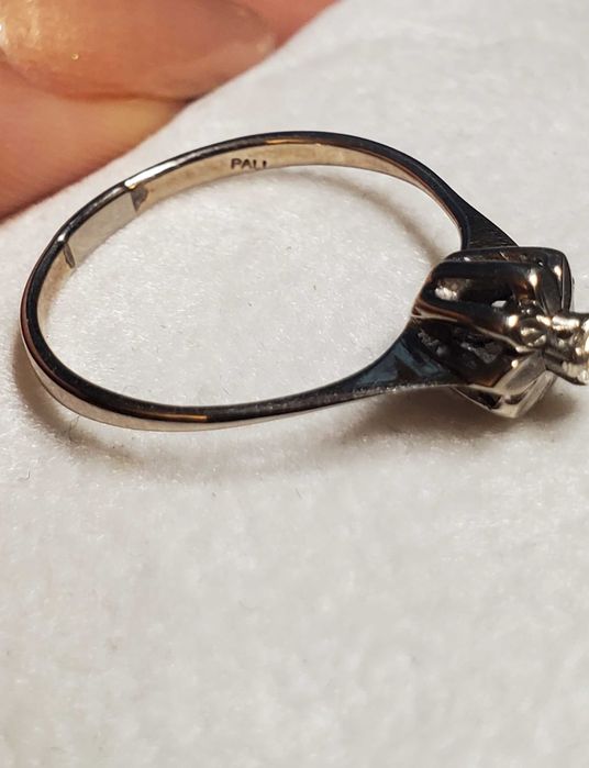 0.10 ct диамант и Паладий винтидж art deco пръстен