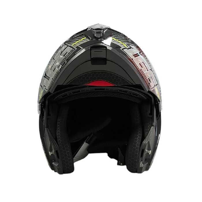 Mодуларна каска за мотор черно/неон