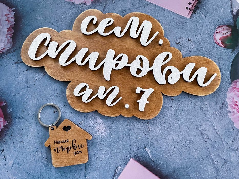 Дървена табела за входна врата, бизнес табела лого