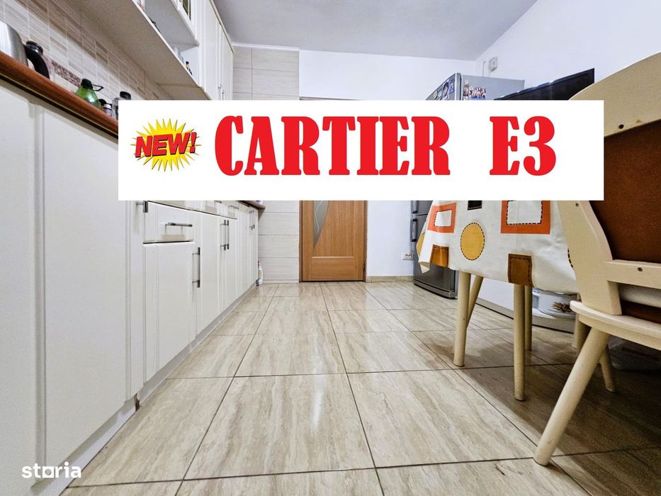 Apart. 4 Camere de Vânzare – Cart. E3, Etaj 3/4, Mobilat și Utilat