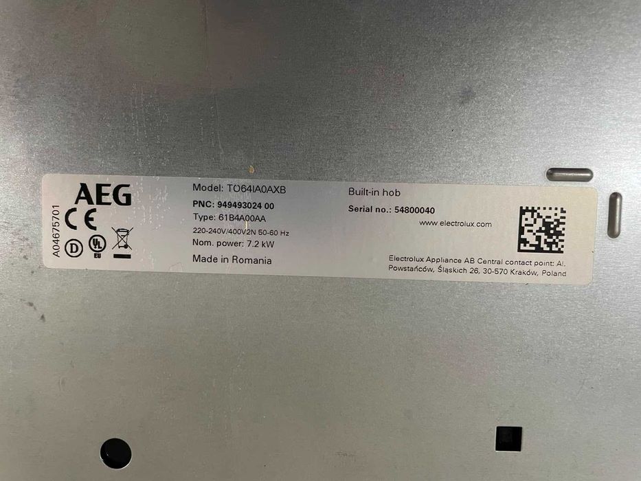 Plită incorporabilă AEG TO64IA0AXB, inducție, 4 zone, 60 cm