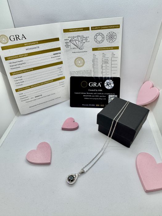 Сребърно колие с мойсанит (диамант) 1 карат