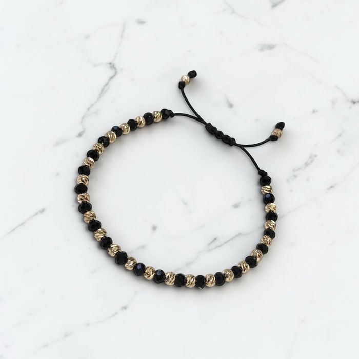 Brățară din cristale & bile inox placate cu aur 14K