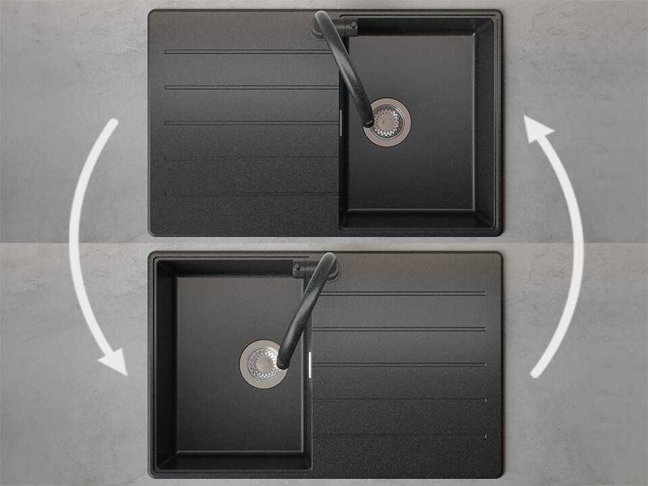 Графит кухненска гранитна мивка Копенхаген 780х500 Top 45