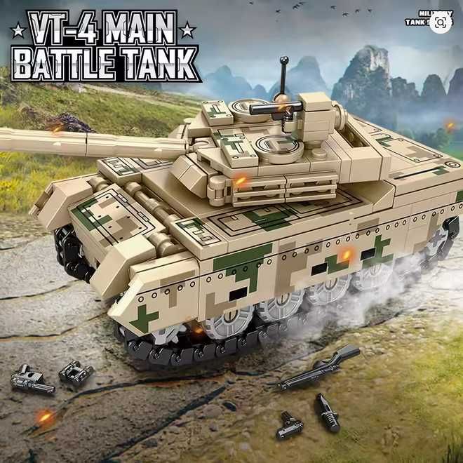 Joc constructii 224 pcs tip Lego Battle Tank VT-4 cu 2 figurine