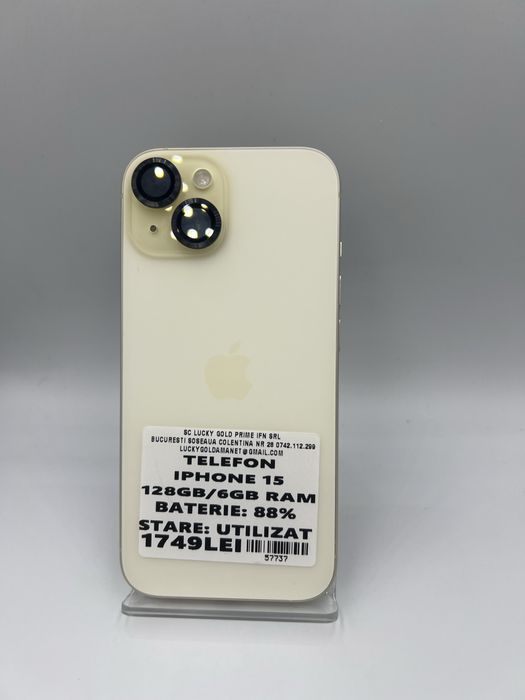 Iphone 15 128Gb 88%Baterie Garantie #57737 Amanet Lucky Gold Colentina