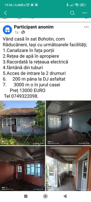 Casa nelocuibila plus teren-Bohotin jud Iasi