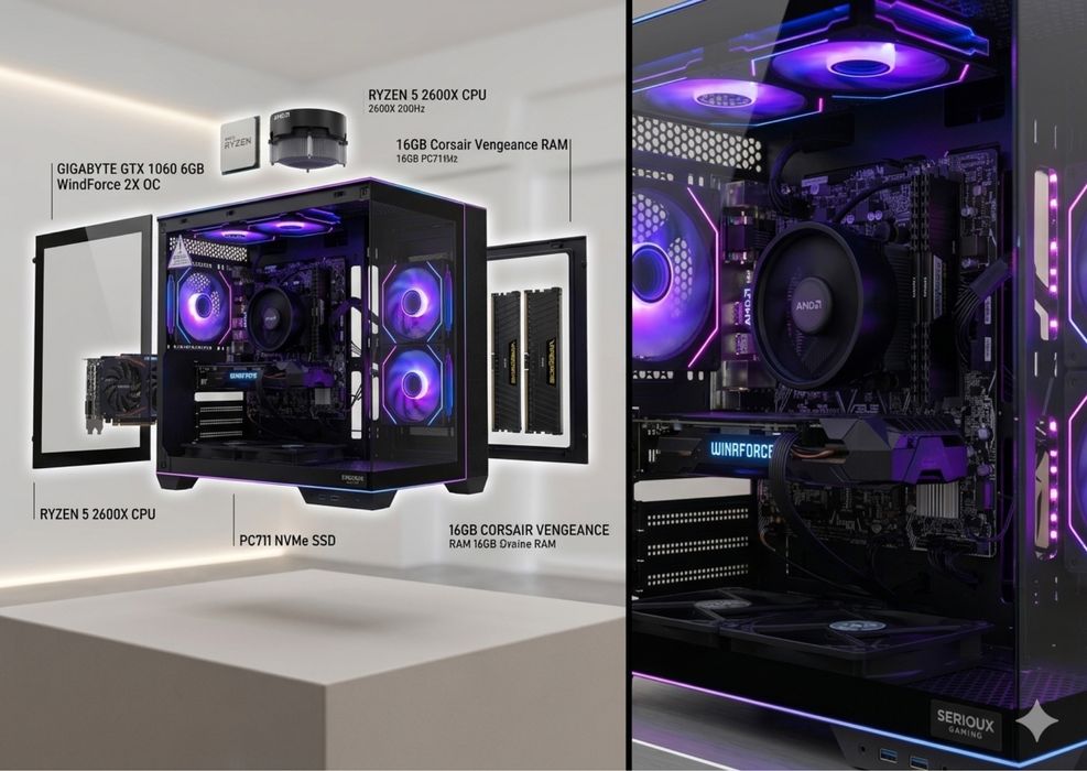 Sistem Gaming Rapid | Ryzen 5 2600X | GTX 1060 6GB | 16GB RAM | 256GB NVMe