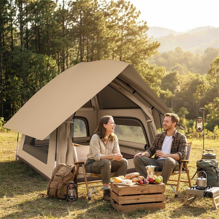 Палатка Outsunny Instant Pop-Up с дъждобран, водоустойчива куполна палатка за 2-3 души
