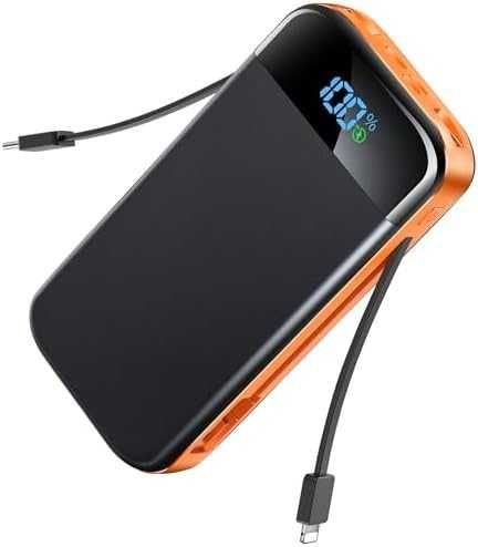 Нов Бързозаряден Power Bank 32000mAh с Вградени Кабели и LED Дисплей