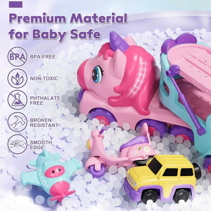 Камион с малки превозни средства, светлина и звук за деца /момиче/