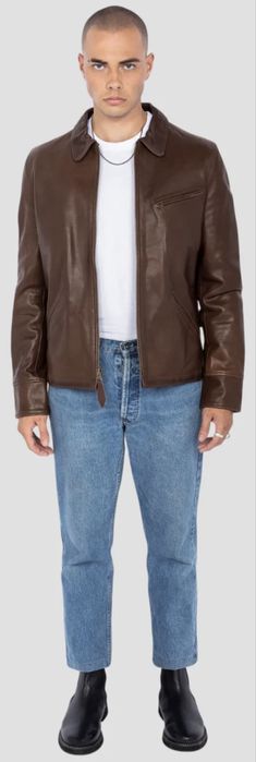 SCHOTT NYC Leather Jacket - Brown Men M