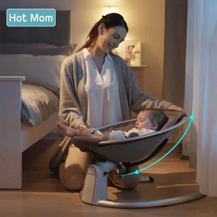 Leagan electric copii, Bluetooth, Temporizator,5 viteze, Hot Mom, Grey