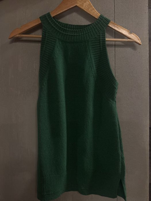 Зелен плетен потник Massimo Dutti