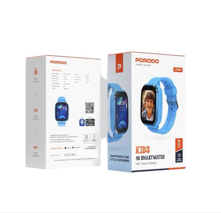 Детские умные часы сим картой. Porodo 4G. GPS и видеозвонок.