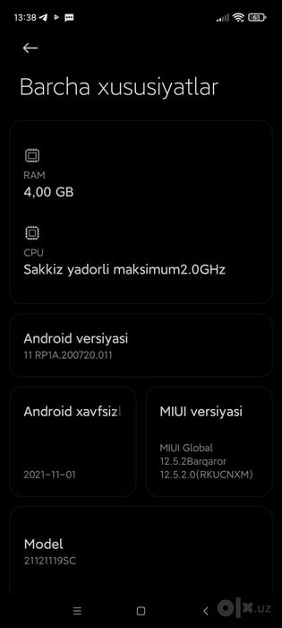 Redmi Note 11 4G 128 talik 750000