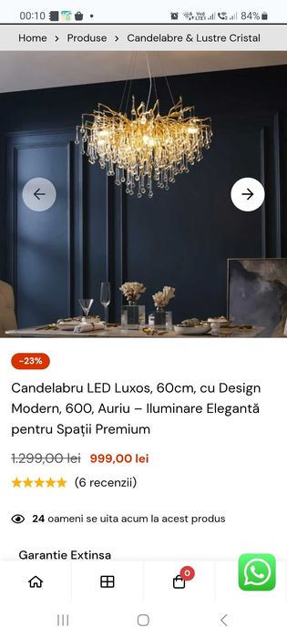 Lustra aurie cu cristale - noua