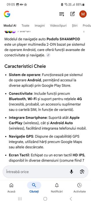 Navigatie Auto Android Carplay Nou 10" inch