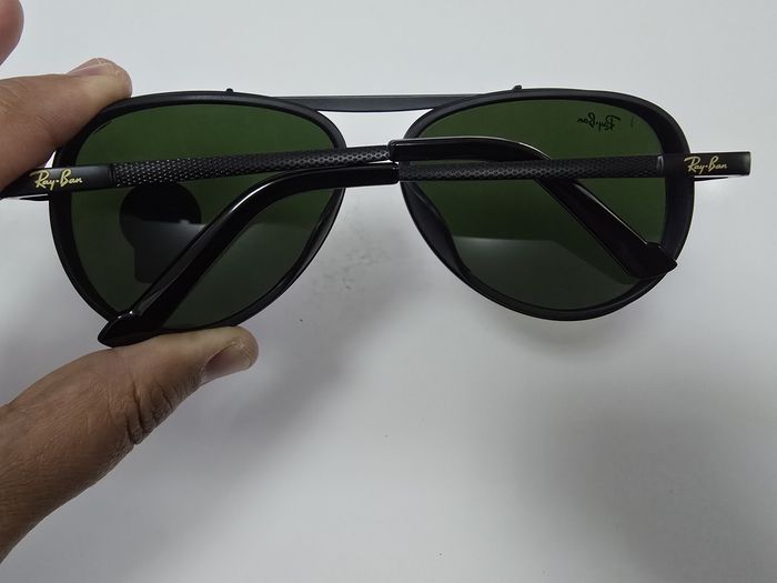 Ochelari de soare Rayban RB4414, lentila sticla, noi, lentila verde, rama neagra