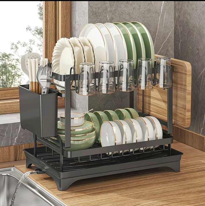 Подставка для посуды черная