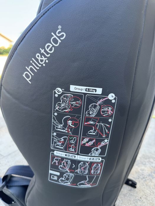 Столче за кола Phil&Teds - Columbus, с Isofix, 9-36 kg, черно