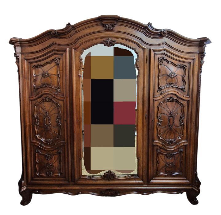 Dormitor din lemn masiv de nuc sculptat manual