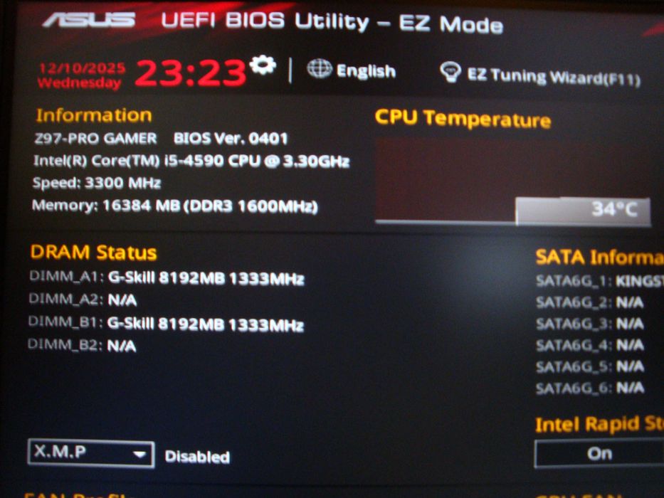 Kit asus Pro gamer Z97 black procesor i5 4590 3.7 Ghz 16GB ram ddr3