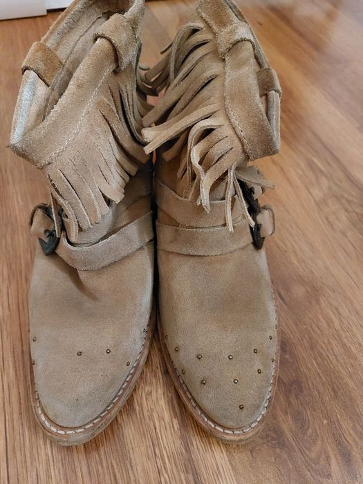 Кожени боти от набук Mango N°39, boho, Cowboy, Marant