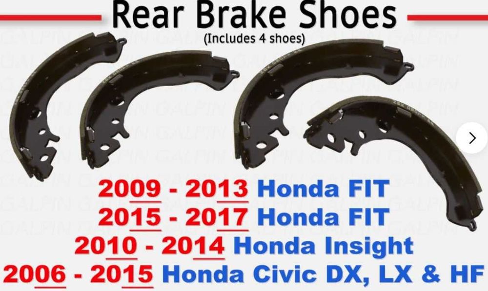 Спирачни задни челюсти за HONDA Civic, Insight, Jazz, Fit-2009-2015