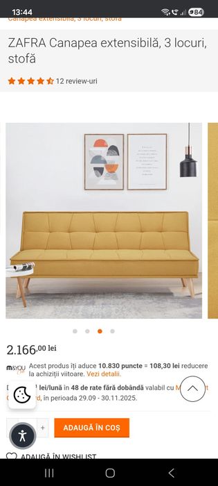 Canapea extensibila, 3 locuri, in conditii foarte bune