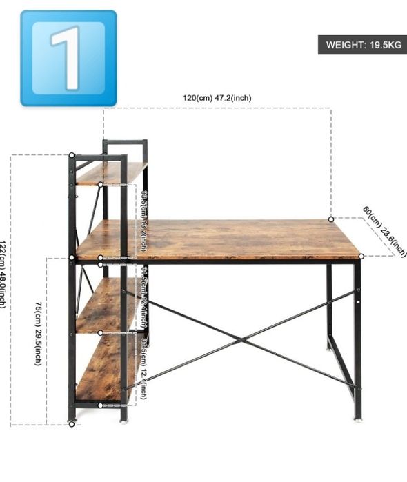 Компьютерный стол с книжной полкой. Стеллажи. Полька.