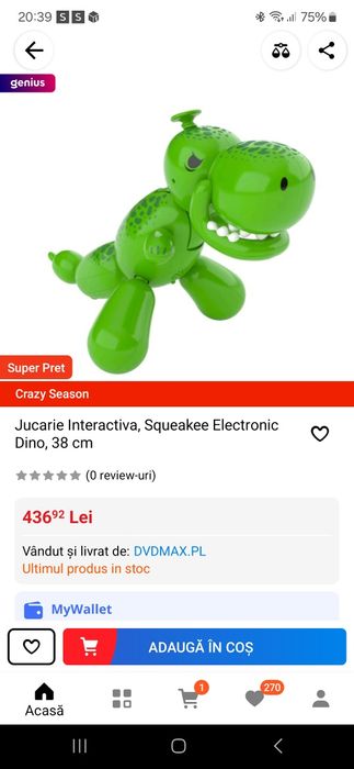 Squeakee dino-dinozaur interactiv baloane